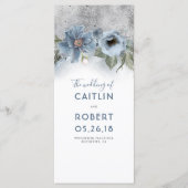 Dusty Blue et Silver Floral programmes de mariage (Devant)