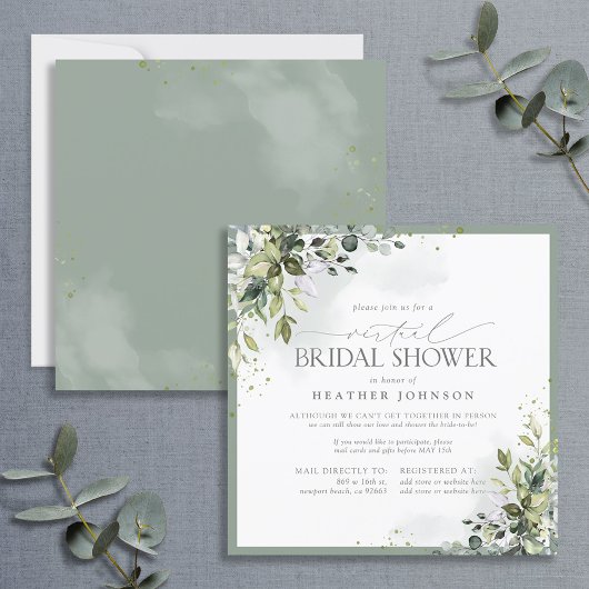 Dusty Blue Eucalyptus Botanical Virtual Shower Kaart