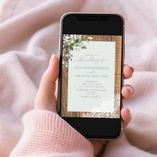 Dusty Blue Eucalyptus Botanical Wood Weddenschap Kaart