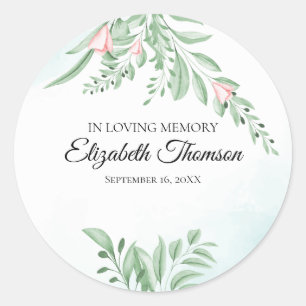 Dusty Blue Eucalyptus Green Memorial begrafenis Ronde Sticker