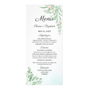 Dusty Blue Eucalyptus Greenery Baptism-menukaart Reclamekaart