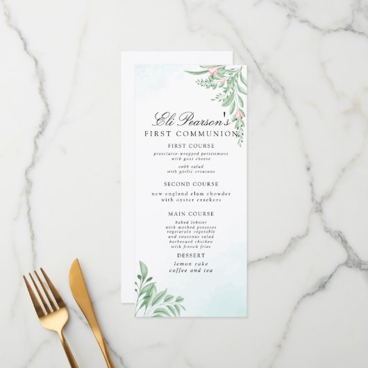 Dusty Blue Eucalyptus Greenery First Community Menu (Voorkant / Achterkant in situ)