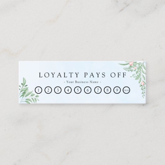 Dusty Blue Eucalyptus Greenery Loyalty Punch Card (Voorkant)