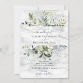 Dusty Blue Eucalyptus Greenery Marble Foto Kaart (Voorkant)