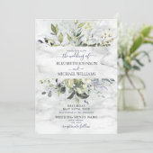 Dusty Blue Eucalyptus Greenery Marble Foto Kaart (Staand voorkant)