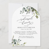 Dusty Blue Eucalyptus Greenery Rehearsal Dinner Kaart (Voorkant)