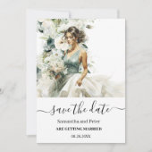Dusty Blue Eucalyptus Greenery Save the Date (Voorkant)