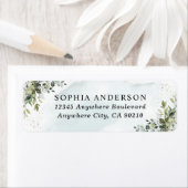 Dusty Blue Eucalyptus Greenery Succulent Wedding Etiket (Insitu)