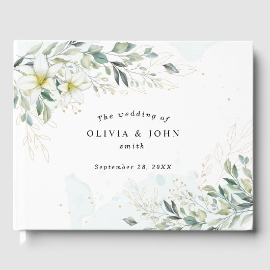 Dusty Blue Eucalyptus Greenery Succulent Wedding Gastenboek (Voorkant)