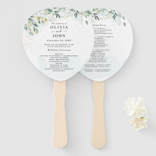 Dusty Blue Eucalyptus Greenery Succulent Wedding Handwaaier (Voorkant en achterkant)