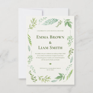 Dusty Blue Eucalyptus Greenery Succulent Wedding I Bedankkaart