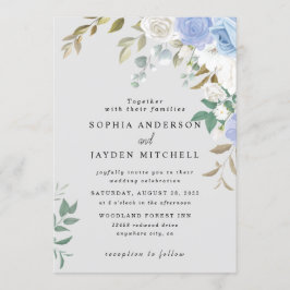 Dusty Blue Eucalyptus Greenery Succulent Wedding Kaart
