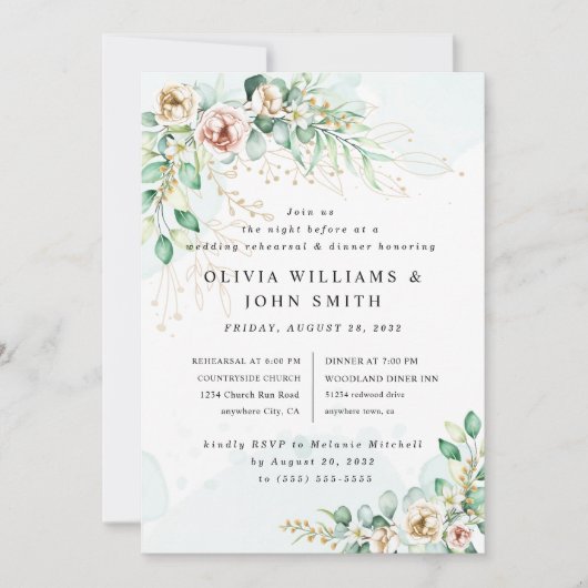 Dusty Blue Eucalyptus Greenery Succulent Wedding Kaart (Voorkant)