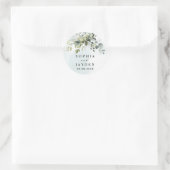 Dusty Blue Eucalyptus Greenery Succulent Wedding Ronde Sticker (Tas)