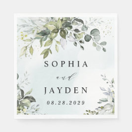 Dusty Blue Eucalyptus Greenery Succulent Wedding Servet