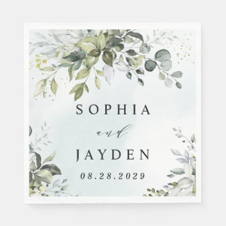 Dusty Blue Eucalyptus Greenery Succulent Wedding Servet