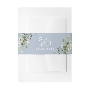 Dusty Blue Eucalyptus Greenery Succulent Wedding Uitnodigingen Wikkel