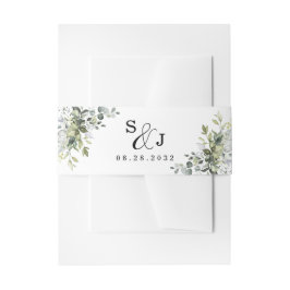 Dusty Blue Eucalyptus Greenery Succulent Wedding Uitnodigingen Wikkel