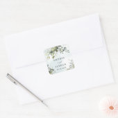Dusty Blue Eucalyptus Greenery Succulent Wedding Vierkante Sticker (Envelop)