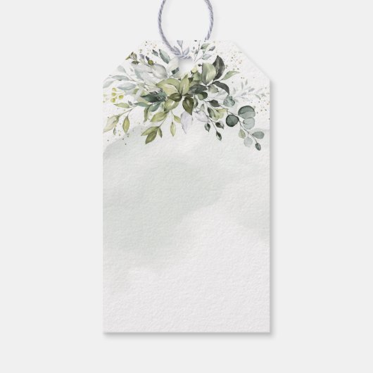 Dusty Blue Eucalyptus Greenery Weddenschap Cadeaulabel (Achterkant)