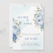 Dusty Blue Eucalyptus Greenery Wedding I Kaart (Voorkant)