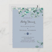 Dusty Blue Eucalyptus Invitations de BABY SHOWER v (Devant / Derrière)