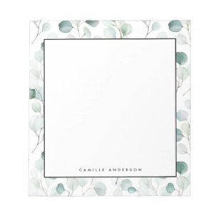 Dusty Blue Eucalyptus Leaves Pattern Personated Notitieblok