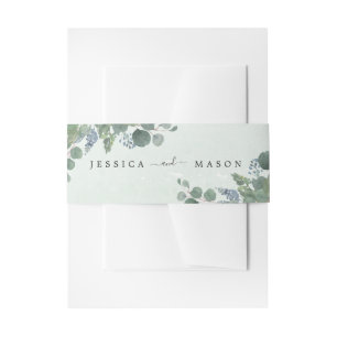 Dusty Blue Eucalyptus Wedding Belly Bands Uitnodigingen Wikkel