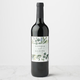 Dusty Blue Eucalyptus Wedding Wine Labels Wijn Etiket