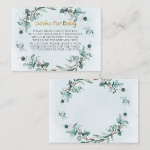 Dusty Blue Eucalyptus Wreath Boy Baby shower Visitekaartje