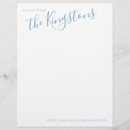 Dusty Blue Familienaam Script Letterhead Briefhoofd