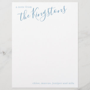 Dusty Blue Familienaam Script Letterhead Briefhoofd