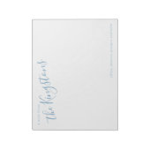 Dusty Blue Family Name Script Notitieblok (Gedraaid)