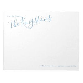 Dusty Blue Family Name Script Notitieblok