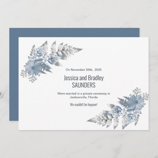 Dusty Blue Fern Leaf Wedding Announding Aankondiging (Voorkant / Achterkant)