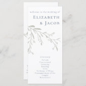 Dusty Blue Feuilles et Berries programme de mariag (Devant / Derrière)