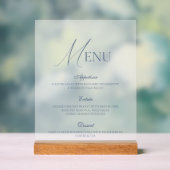 Dusty Blue Fine Art Acrylic Wedding Menu Sign (Neutre)
