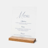 Dusty Blue Fine Art Acrylic Wedding Menu Sign (Angle)