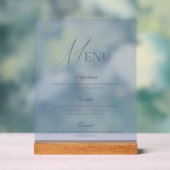Dusty Blue Fine Art Acrylic Wedding Menu Sign (Neutre)