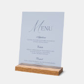 Dusty Blue Fine Art Acrylic Wedding Menu Sign (Angle)
