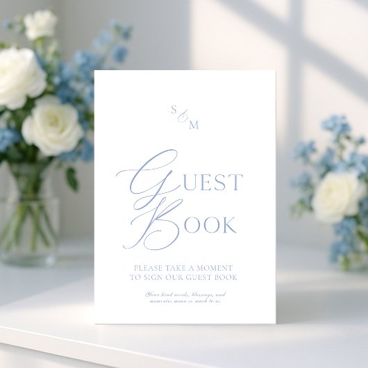 Dusty Blue Fine Art Guest Book Sign  Kaart