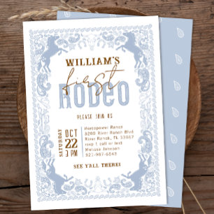 Dusty Blue First Rodeo Invitation d'anniversaire -
