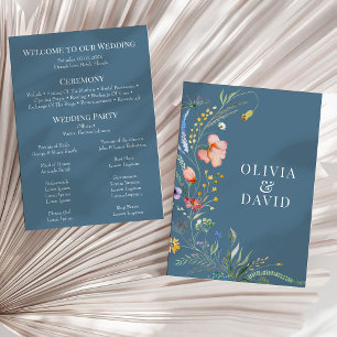 Dusty Blue Fleur sauvage Meadow Wedding Programme