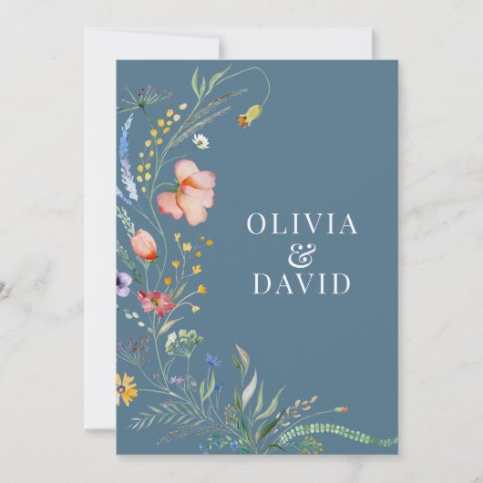 Dusty Blue Fleur sauvage Meadow Wedding Programme (Devant)