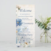 Dusty Blue Fleur sauvage Wedding Programme (Debout devant)