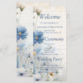 Dusty Blue Fleur sauvage Wedding Programme (Devant / Derrière)
