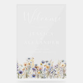 Dusty Blue Fleurs sauvages 24x36 Mariage Bienvenue (Recto)