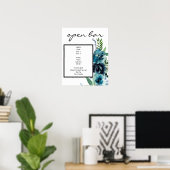 Dusty Blue Floral 2 Bar Sign Poster (Thuiskantoor)