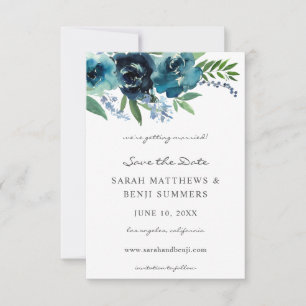 Dusty Blue Floral 2, behalve datum V2 Save The Date