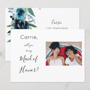 Dusty Blue Floral 2 Maid of Honor proposal Foto H Kaart
